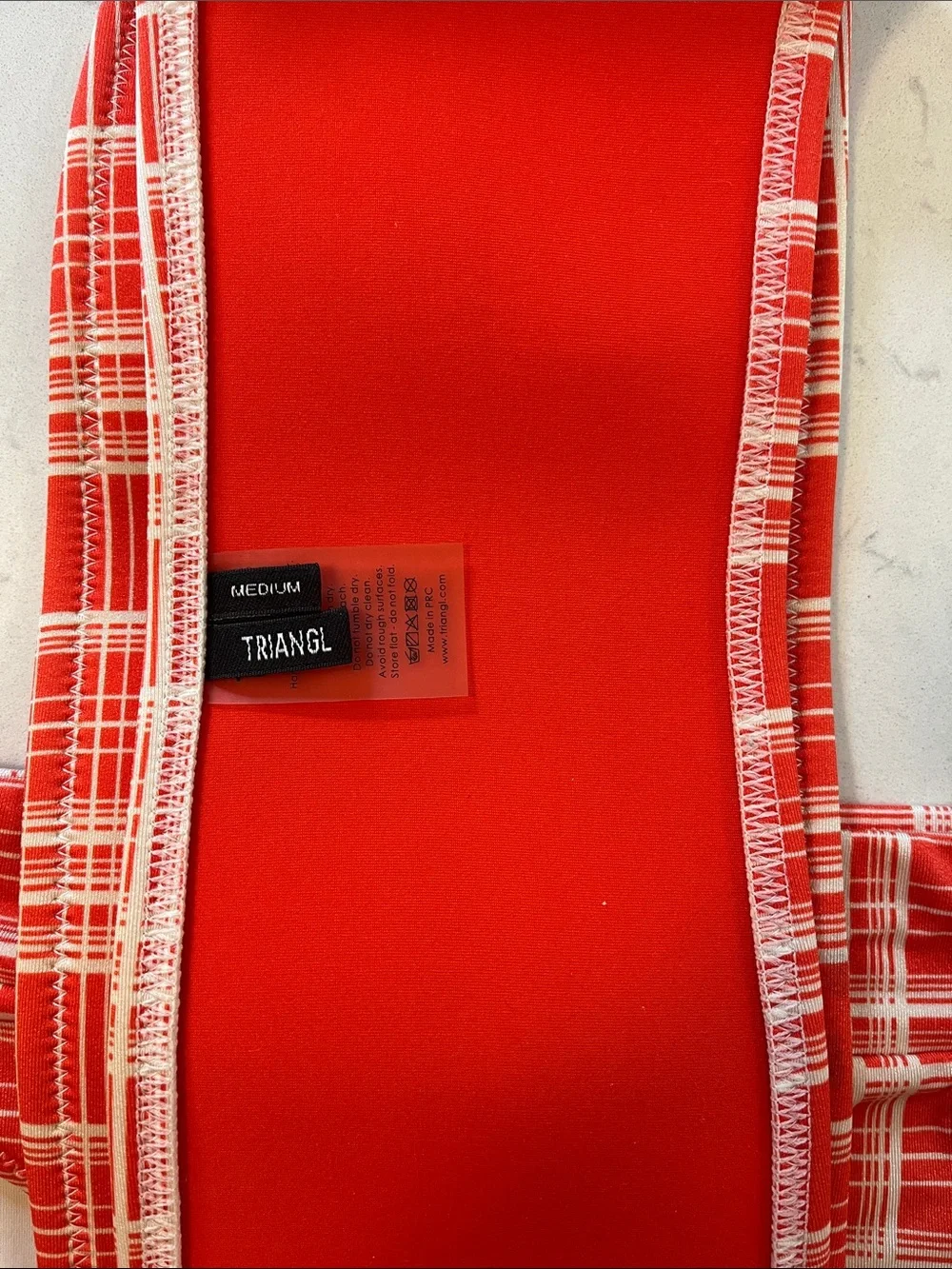 Triangl swimwear Coral Plaid Bandeau Bikini Size M